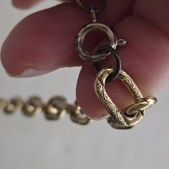 Faux Ambe Bead Necklace Leaves 18" Fall Colors Silver and Gold tone - Picture 8 of 10